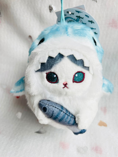 MofuSand Blue Bay Cat Shark Costume Plush 13cm Mofusand